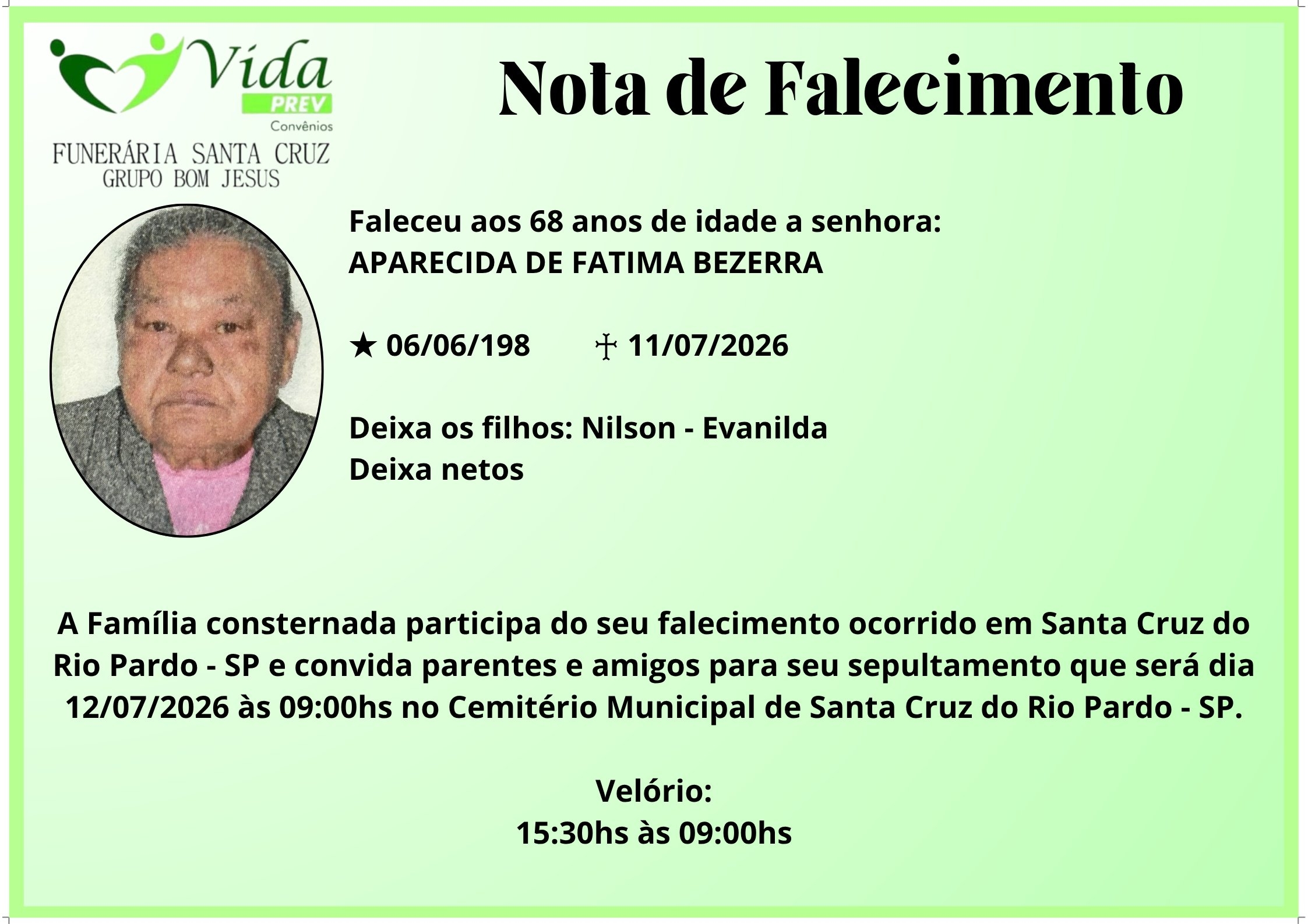 APARECIDA DE FATIMA BEZERRA