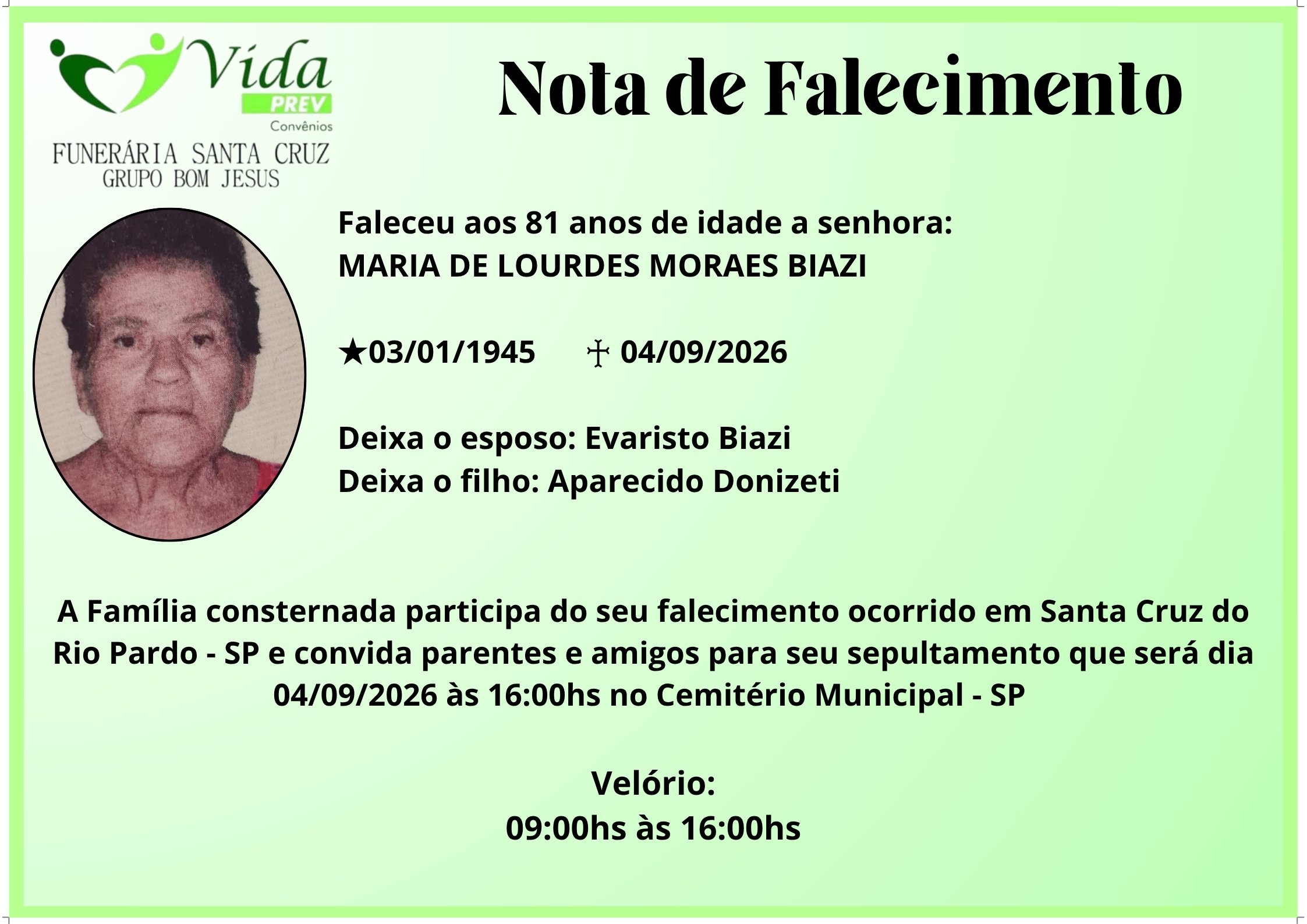 MARIA DE LOURDES MORAES BIAZI
