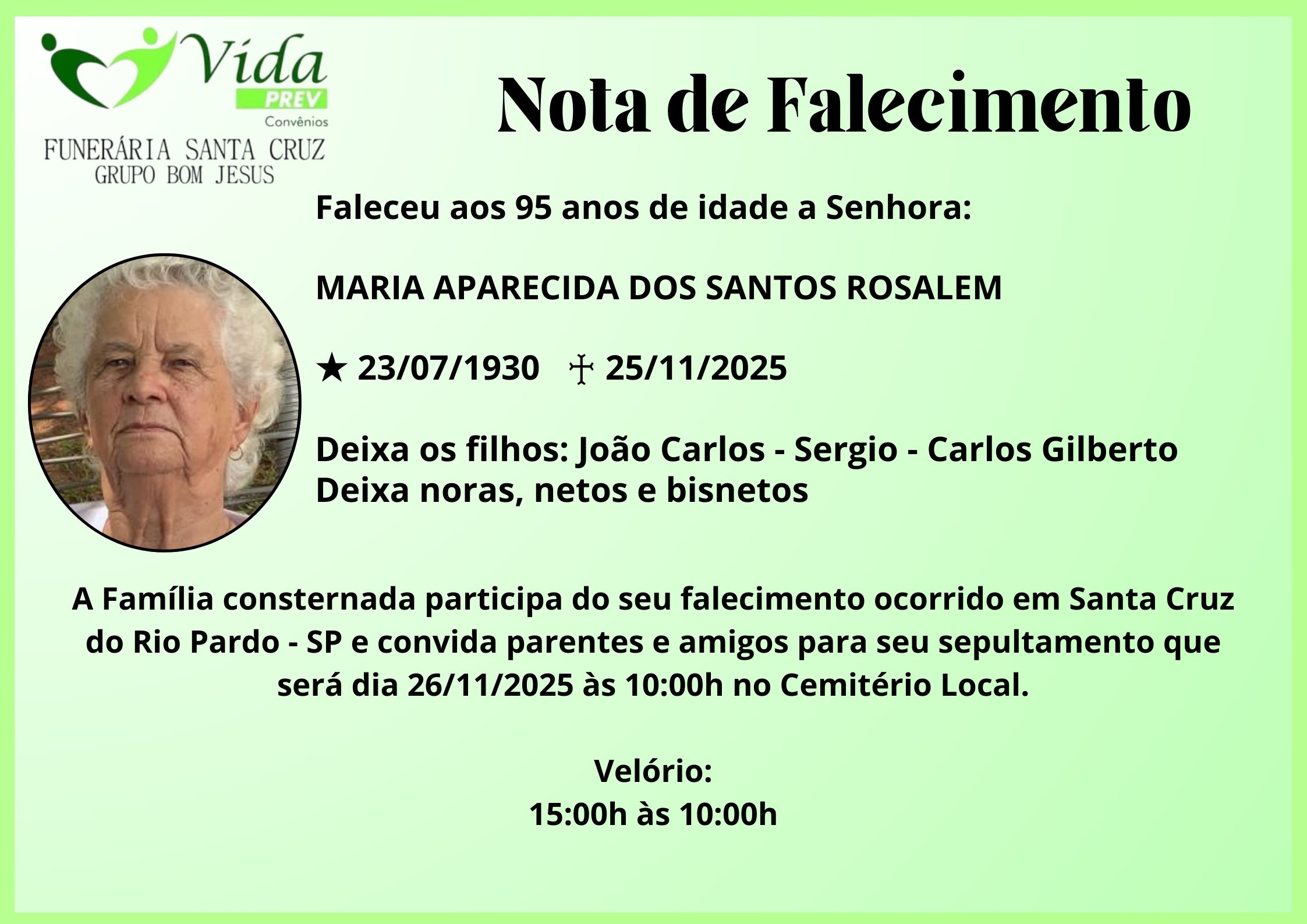 MARIA APARECIDA DOS SANTOS ROSALEM