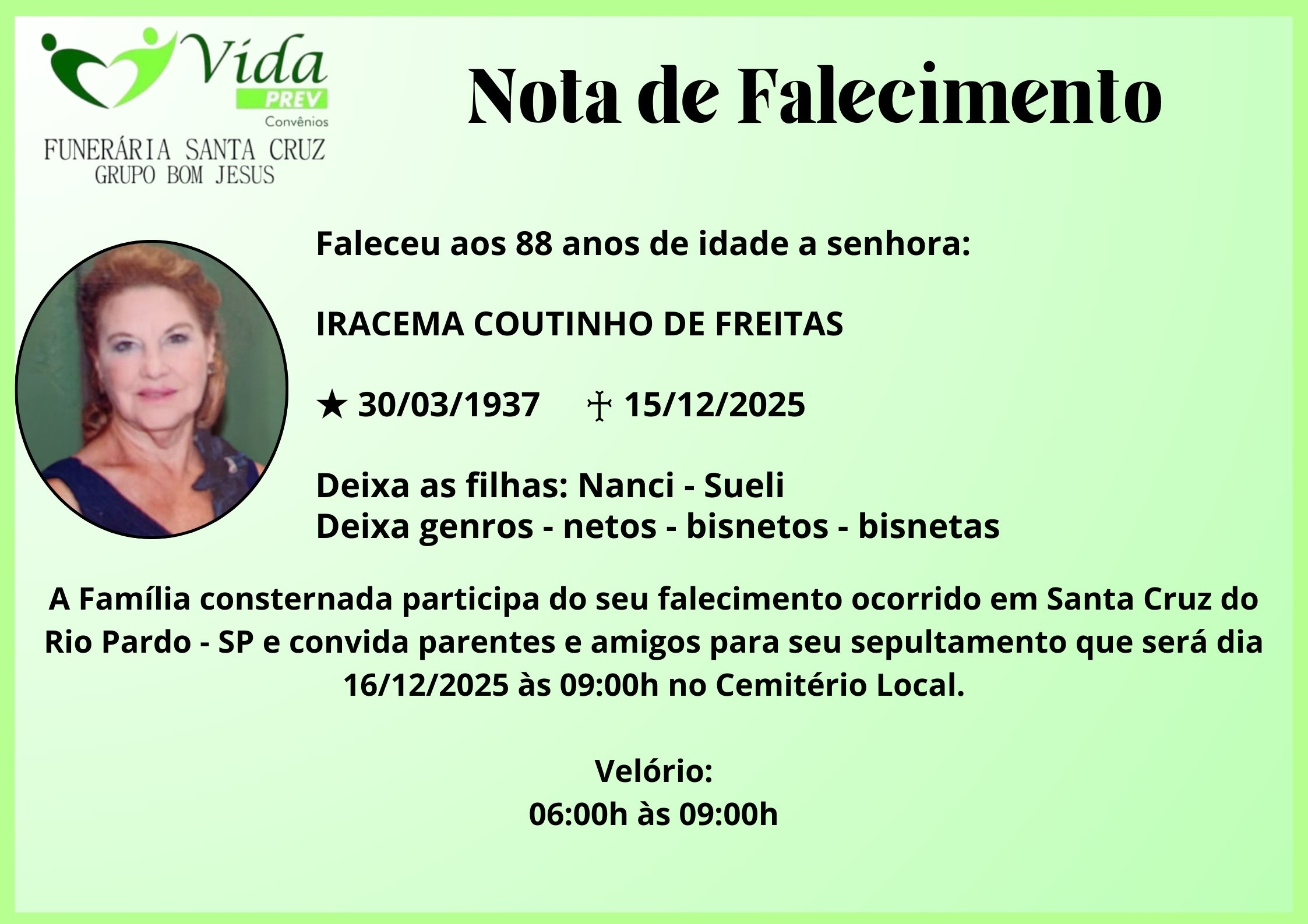 IRACEMA COUTINHO DE FREITAS